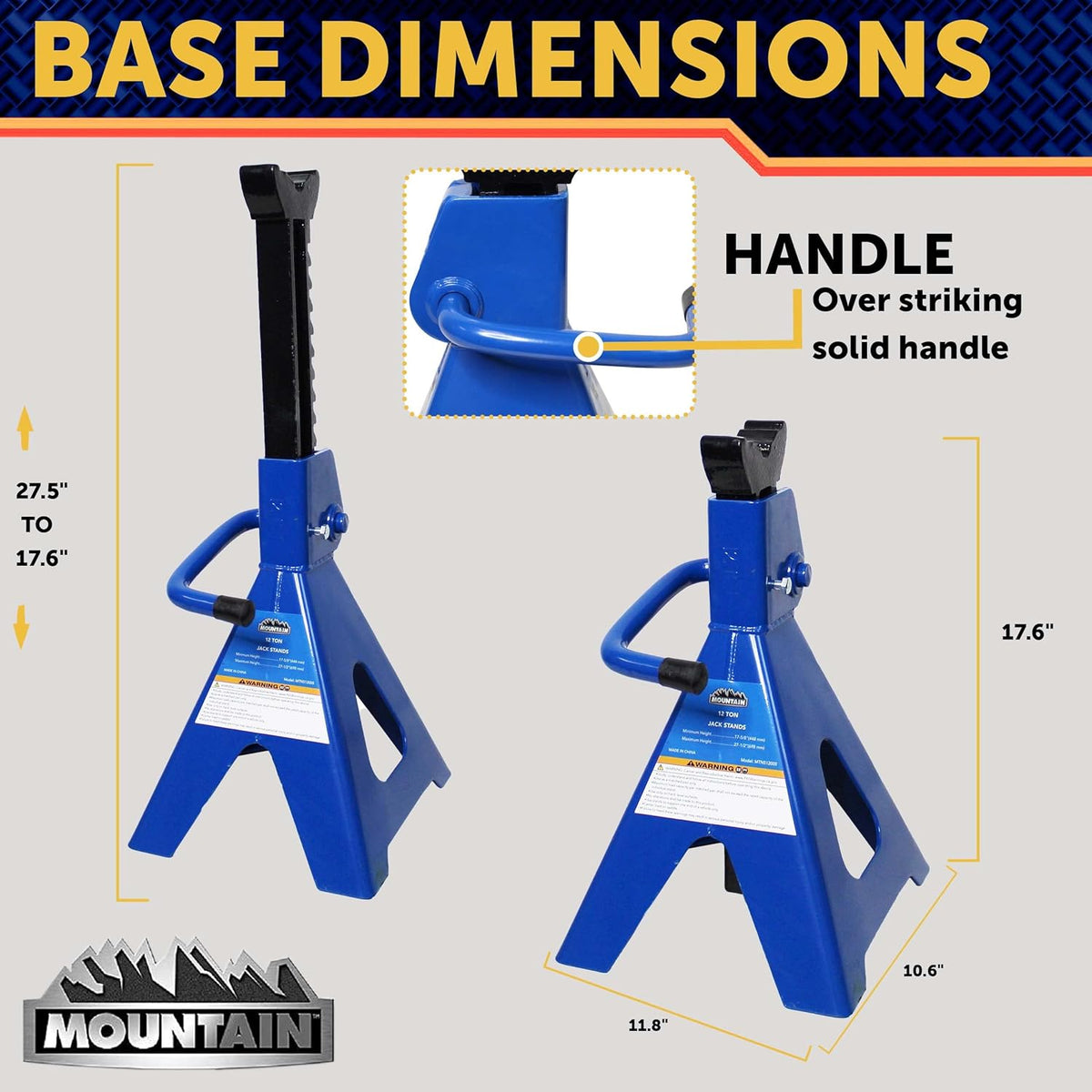 12 Ton Steel Jack Stands (Pair) J1940