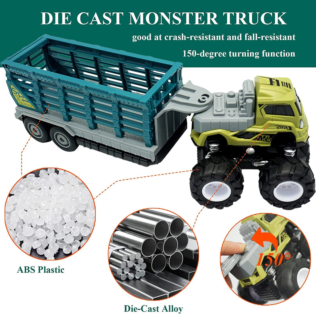 Friction Powered Toy Cars Animal Transporter with Lion Figurine E669