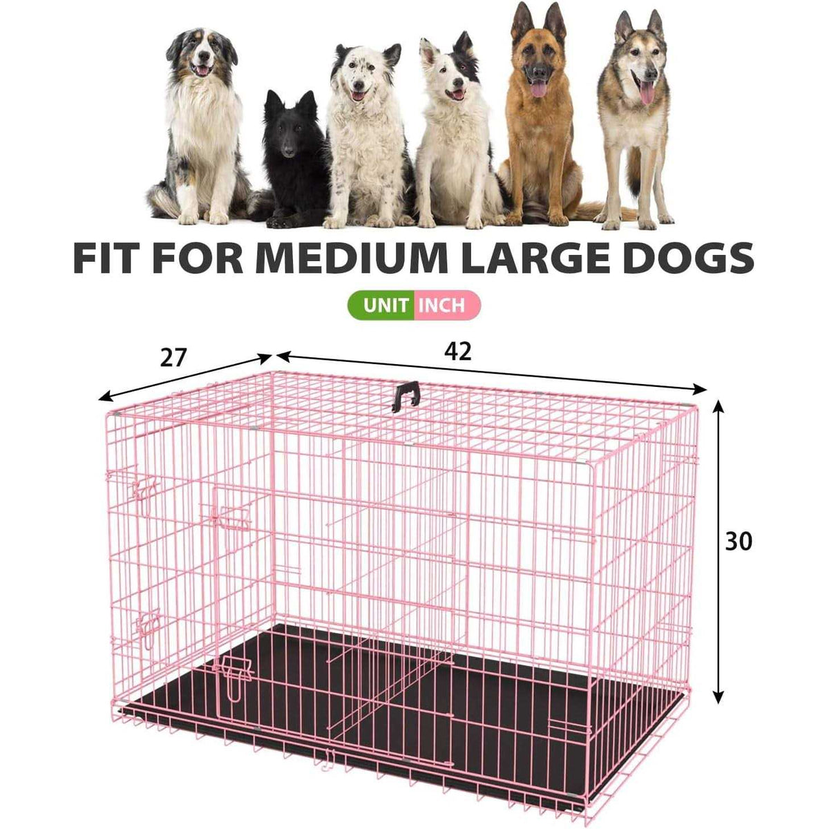 42 inch Foldable Metal Dog Crate with 2 Doors R701470