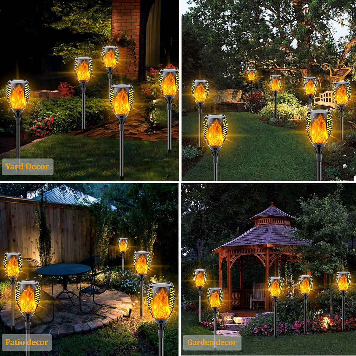 8-Pack Solar Flame Torch Waterproof Outdoor Lights O38485