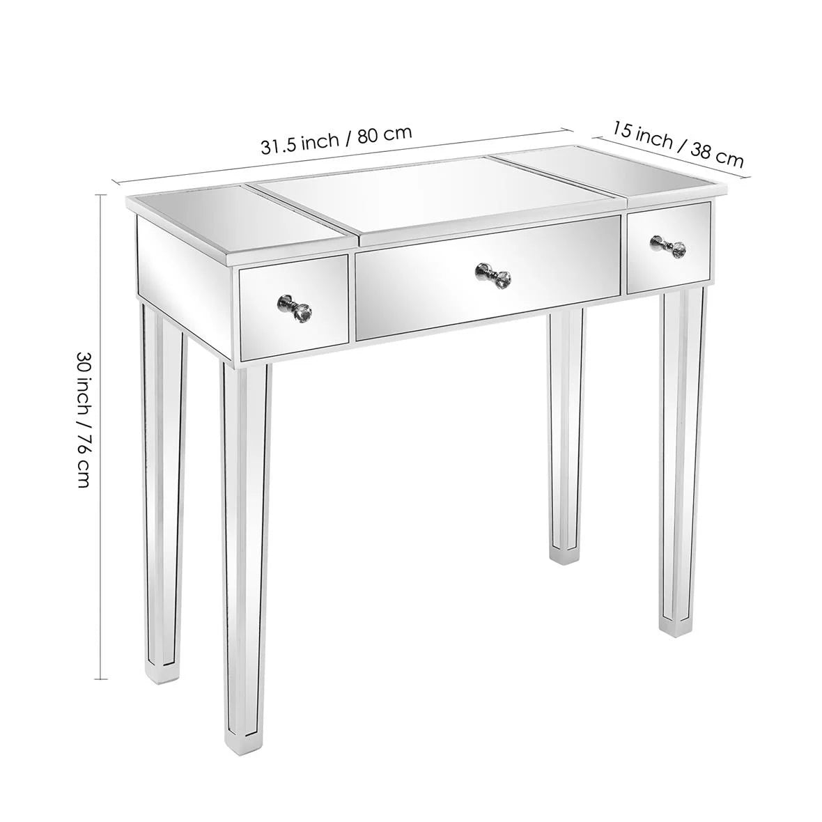Wood Vanity Table with Flip-top Mirror 3 Drawers P1410