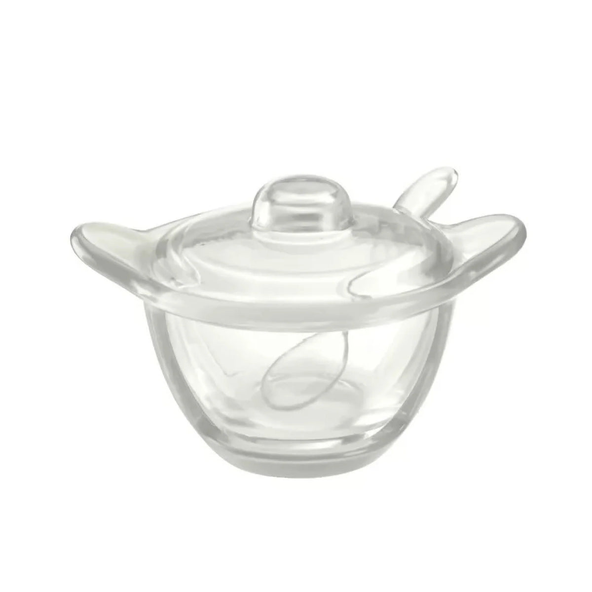 Clear Red Sugar Bowl with Spoon C2353