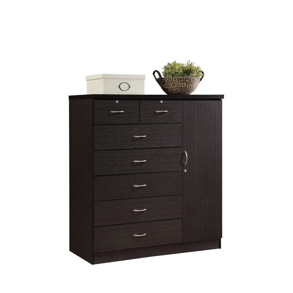 White 7 Drawer Chest with 1 Door 3 Shelves A330