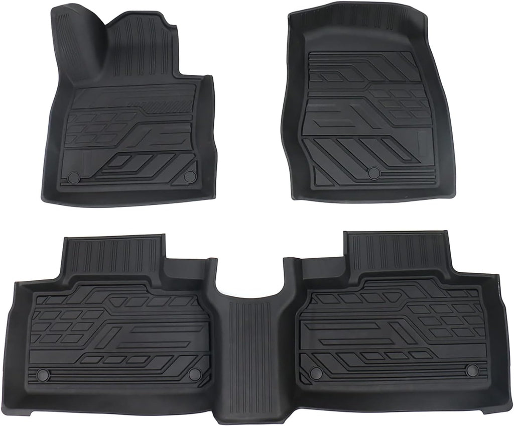 3D Design All Weather TPE Floor Liners for Ford Explorer 2019 2021, 1st and 2nd Row Black V5626