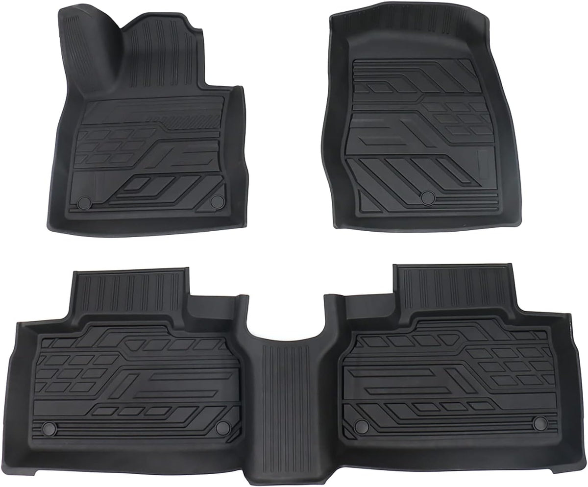 3D Design All Weather TPE Floor Liners for Ford Explorer 2019 2021, 1st and 2nd Row Black V5626