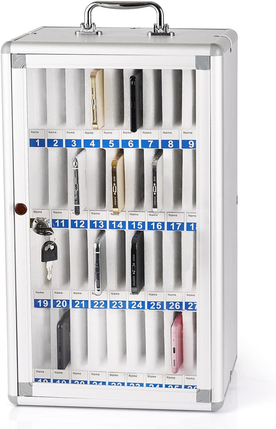 36 Slots Aluminum Alloy Pocket Chart Storage Cabinet with Locked R156