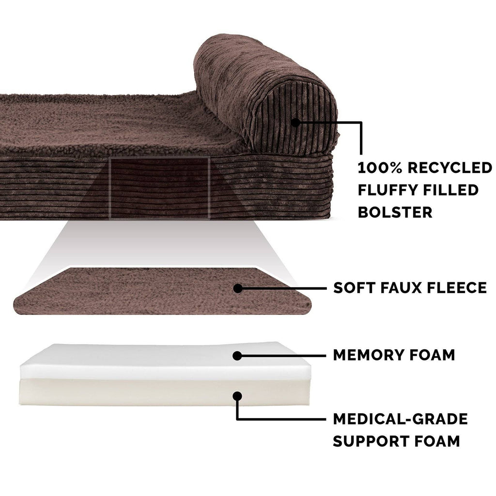 Memory Foam Corduroy Chaise Lounge Pet Bed Z450