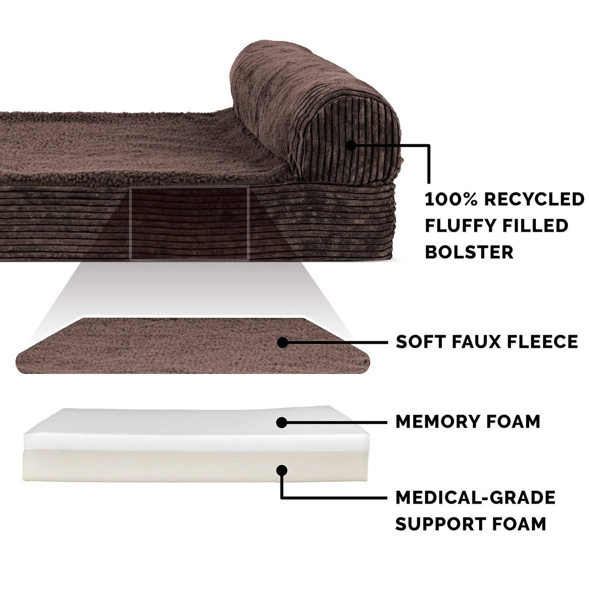 Memory Foam Corduroy Chaise Lounge Pet Bed Z450