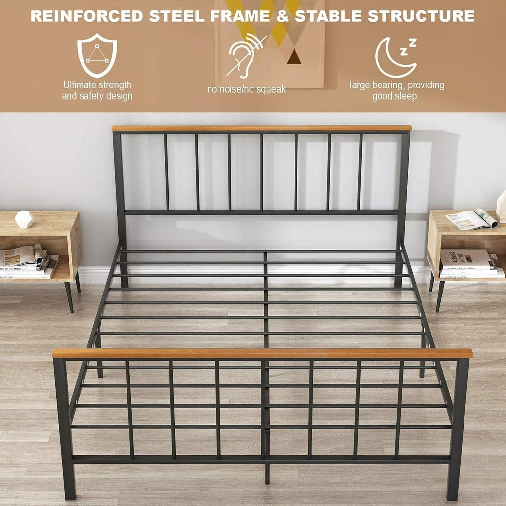 Metal Bed Frame with Headboard and Under Bed Storage W2969
