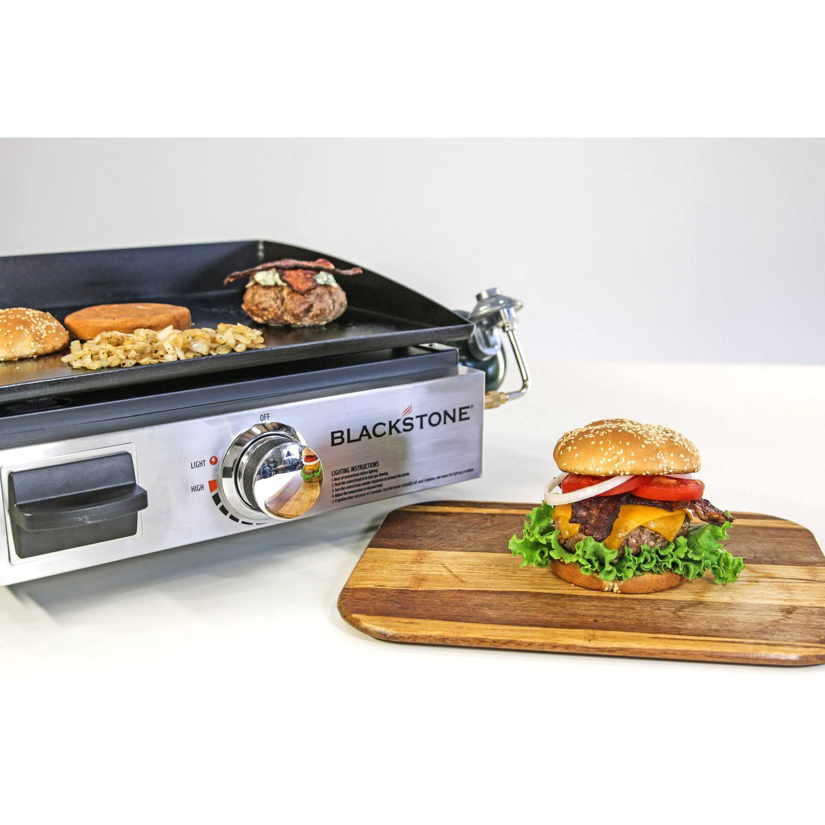 17 in. Table Top 1-Burner Portable Gas Griddle in Stainless Steel and Black K2166