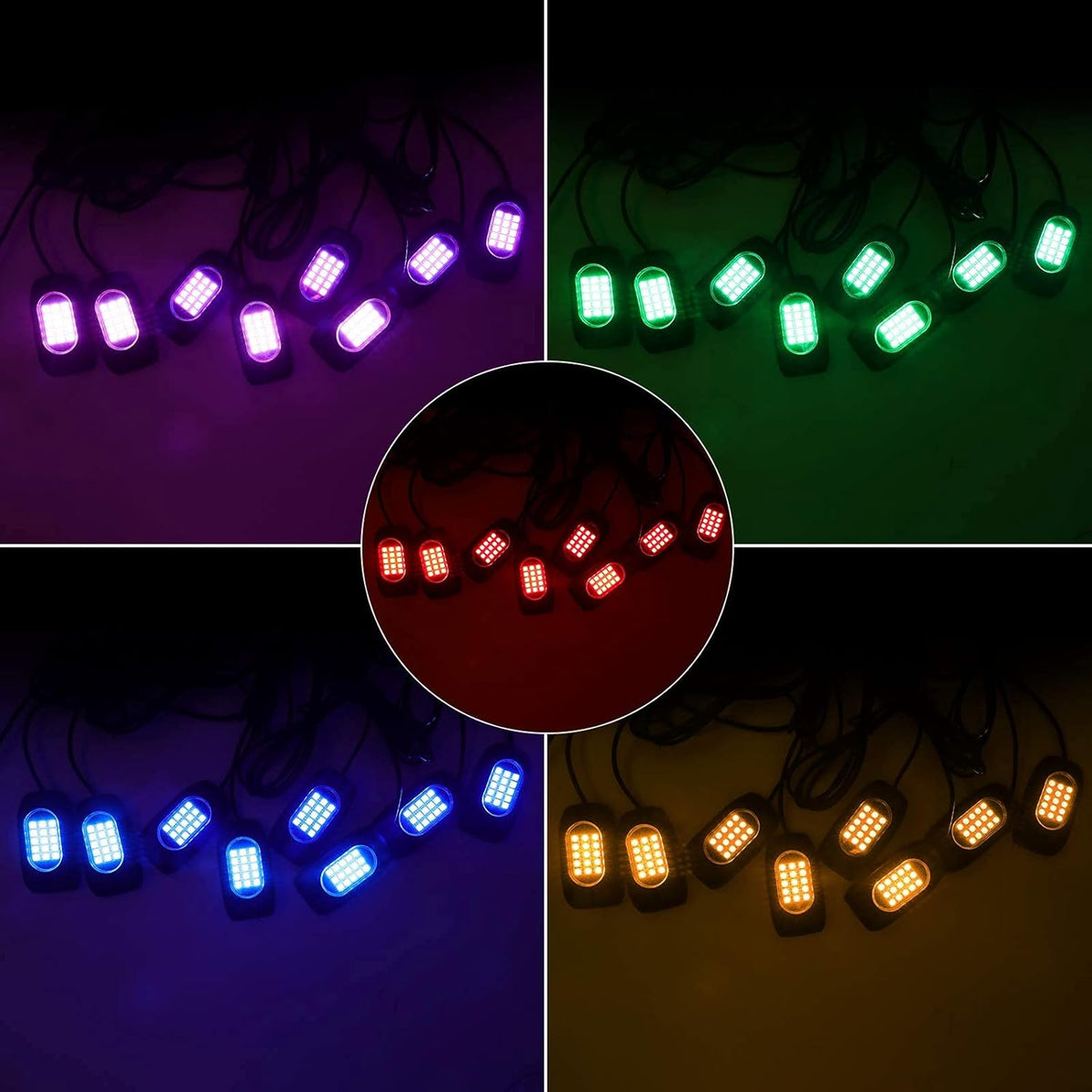 8 Pods RGB LED Rock Lights with Remote Control D303