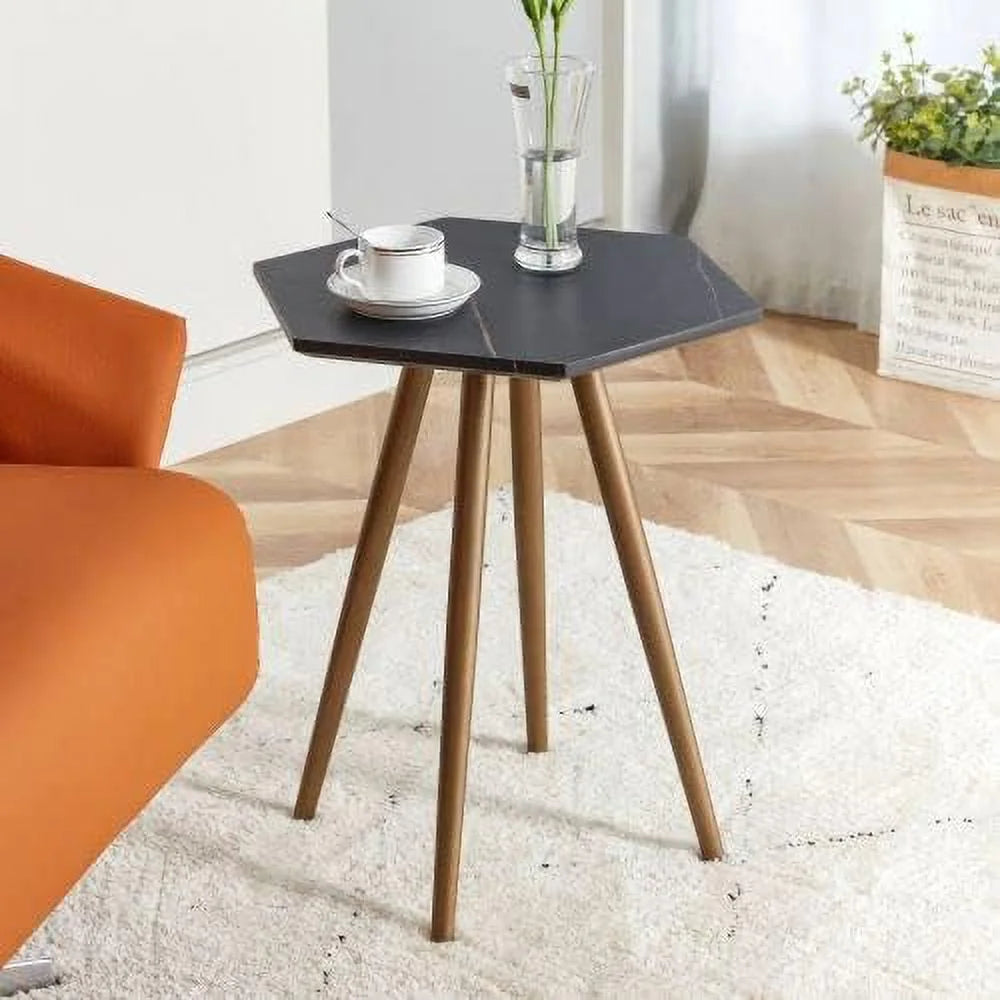 Faux Marble End & Side Table with Dark Metal Legs G21838