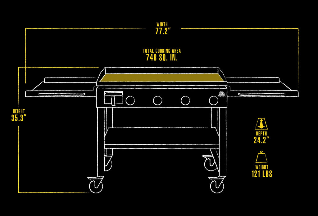 4 Burner Portable Griddle with Foldable Side Shelf H3278