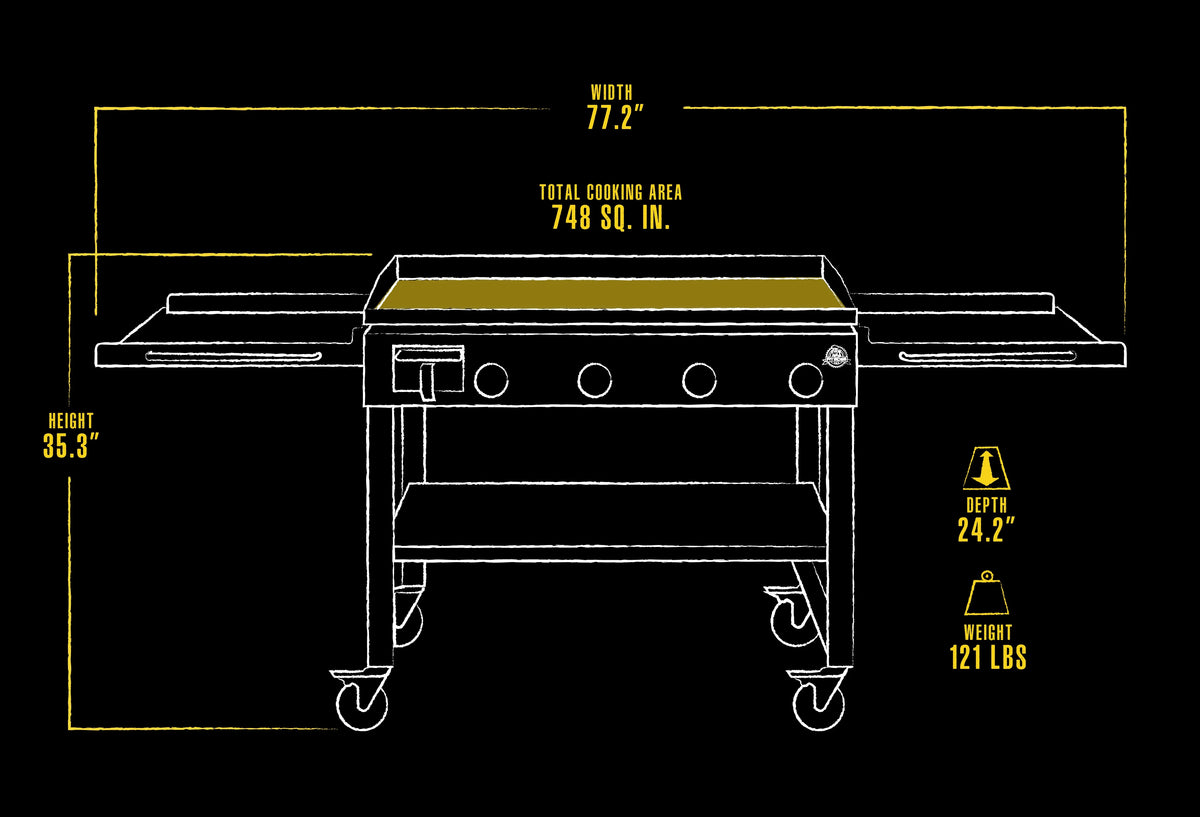 4 Burner Portable Griddle with Foldable Side Shelf H3278