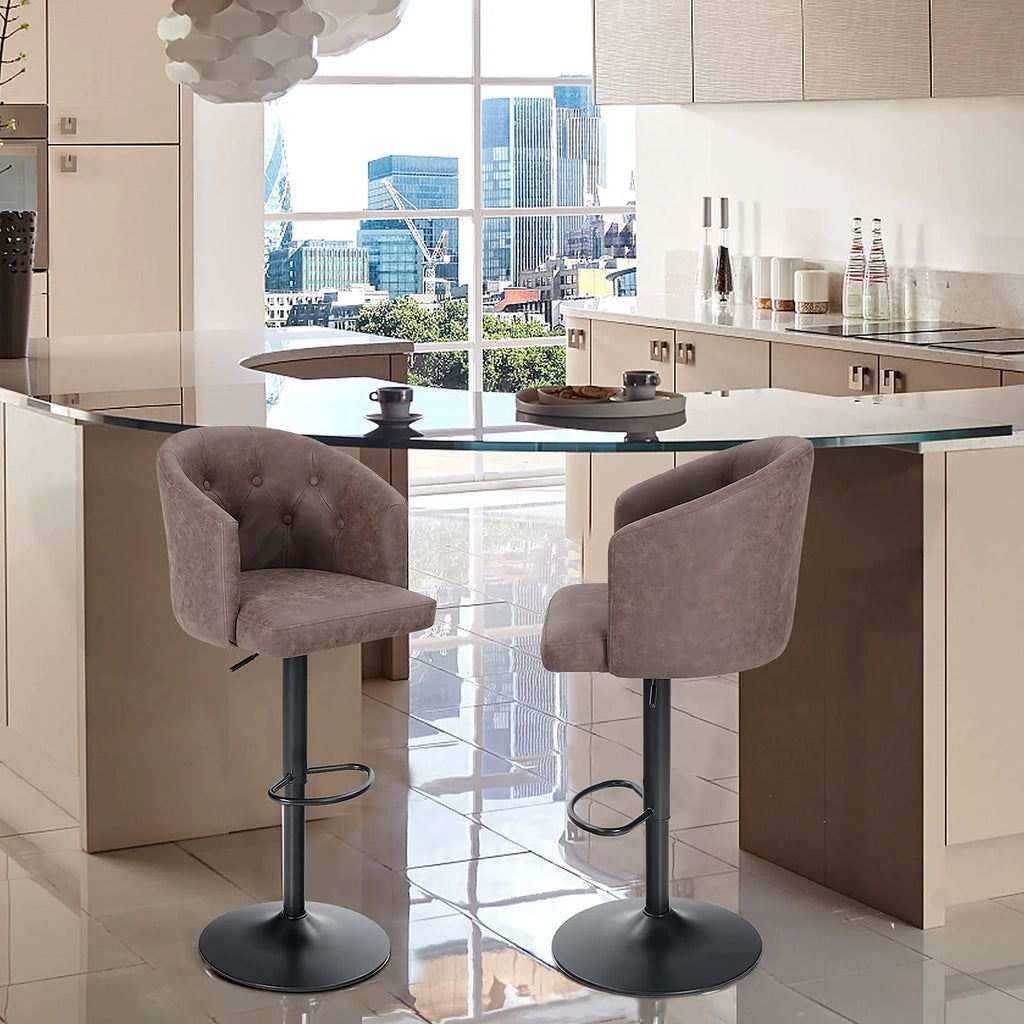 Adjustable PU Leather Bar Stools Set of 2 G34555