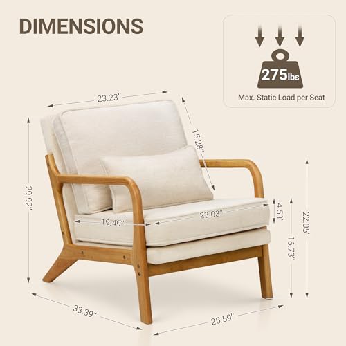 Mid Century Modern Accent Chair Set of 2 with Lumbar Pillow P45371
