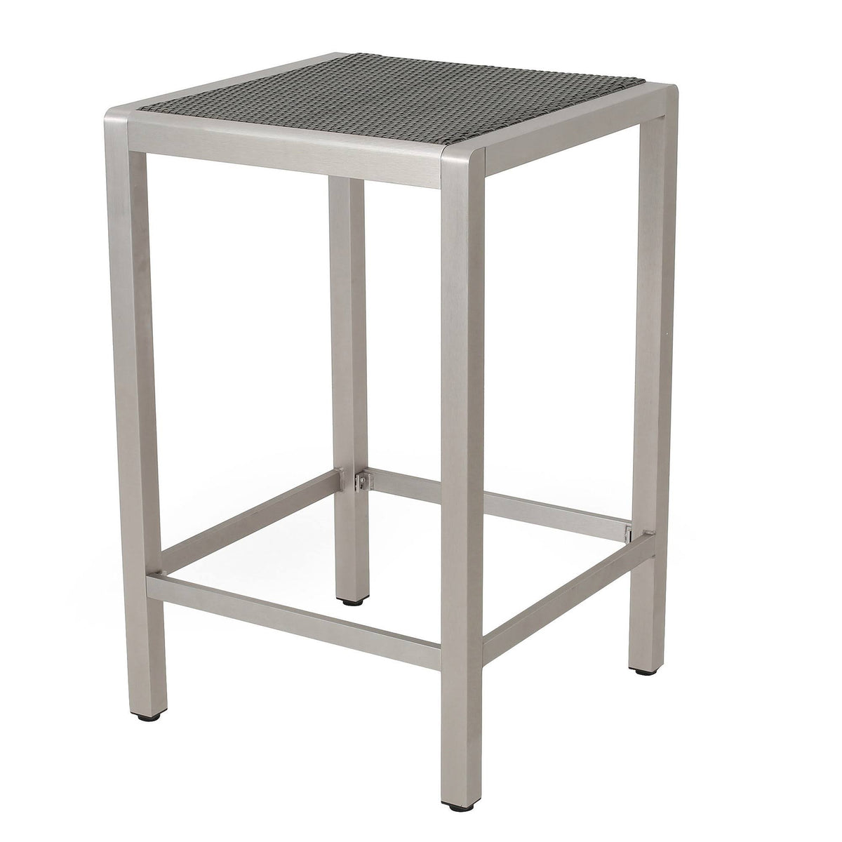 Gray Square Aluminum and Wicker Bar Table W795426