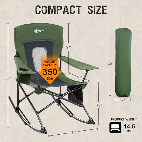 Folding Camping Rocking Chair with Cup Holder and Carry Bag X5124