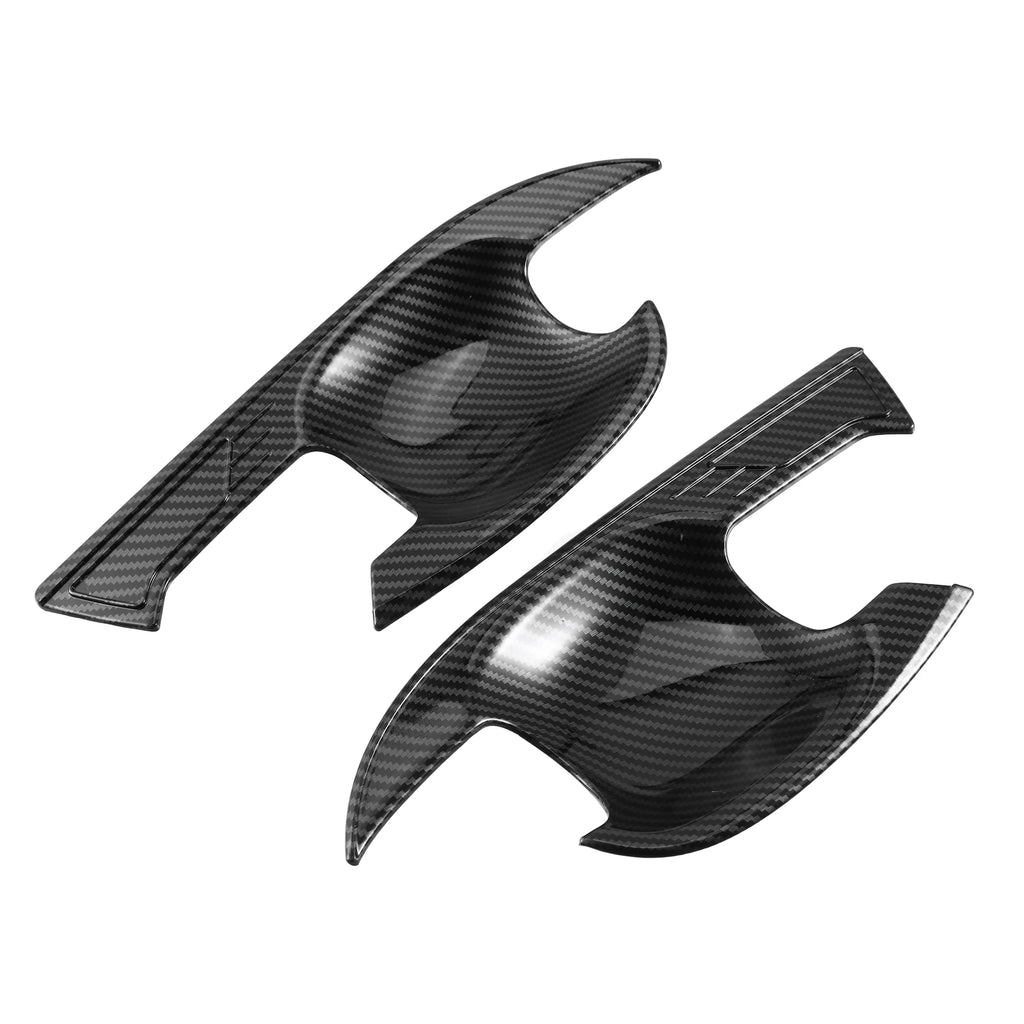4 Pcs Carbon Fiber Pattern Black Door Handle Bowl Cover Trim Protector P96311