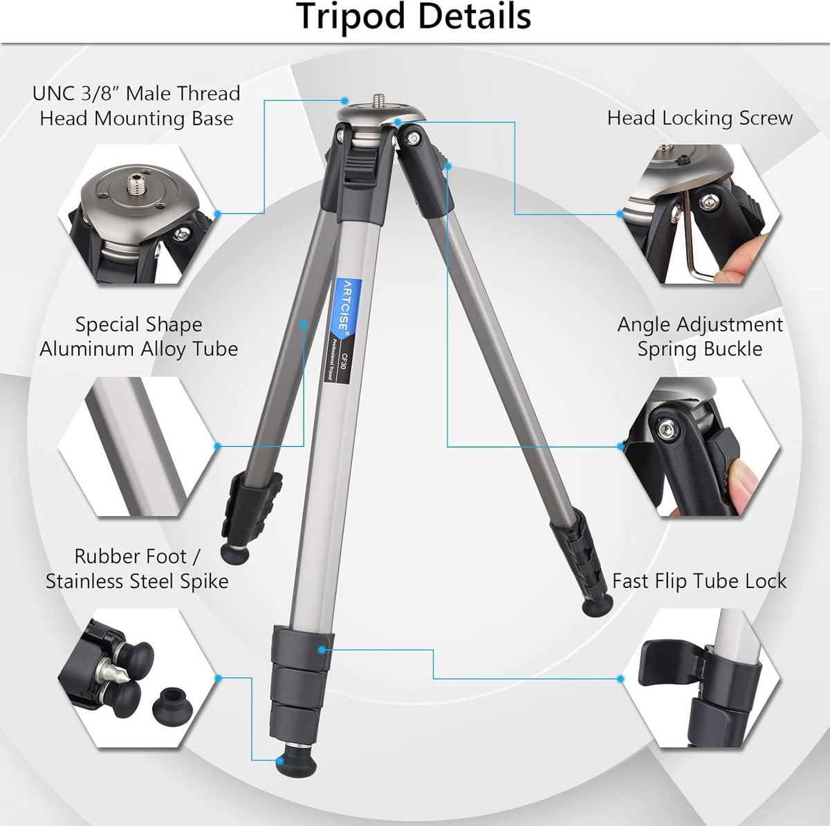 Camera Tripod Ultra Compact with 36MM Low Profile Ball Head, 10kg/22lb Load, Wireless Remote, Pack of 2 K10710