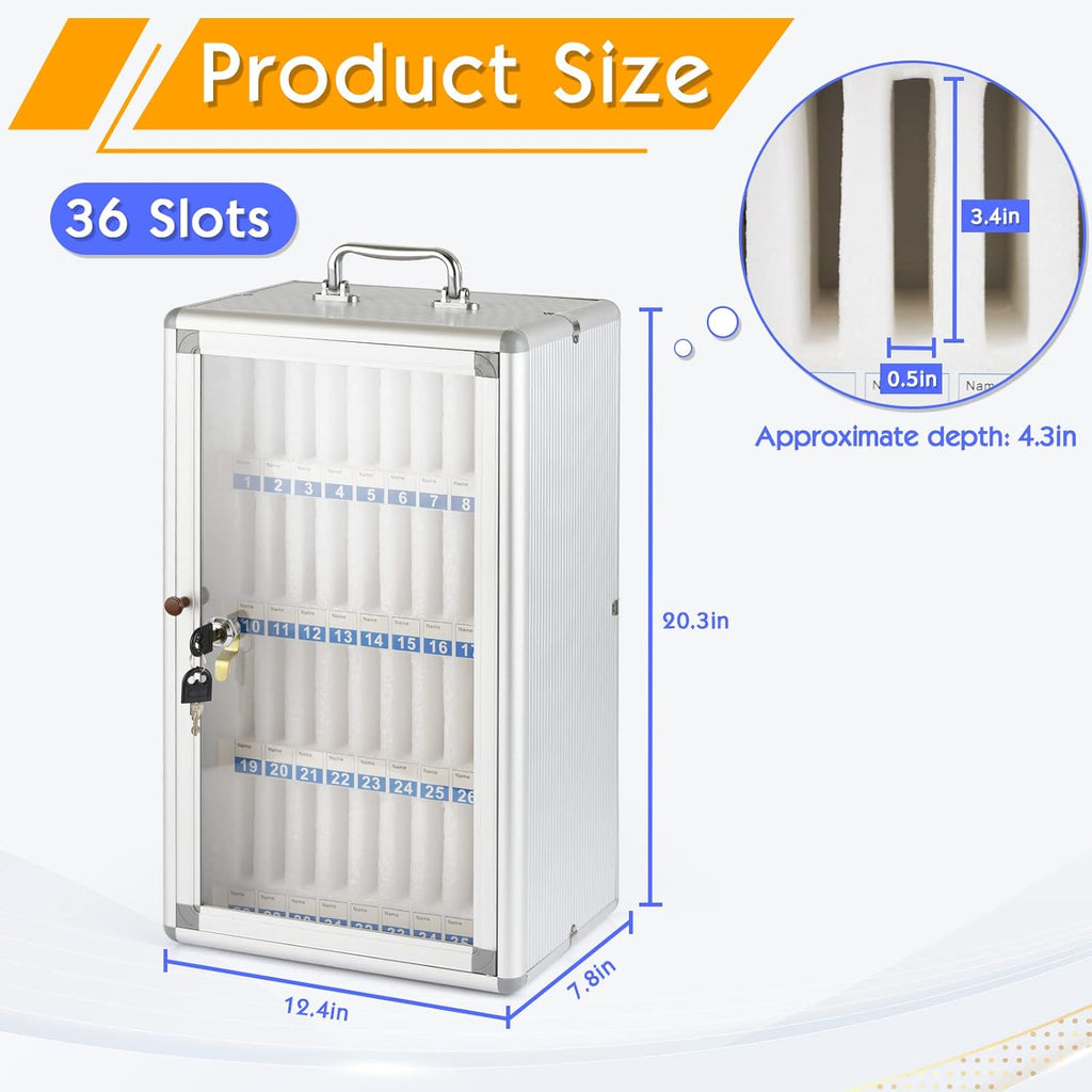 36 Slots Aluminum Alloy Pocket Chart Storage Cabinet with Locked R156