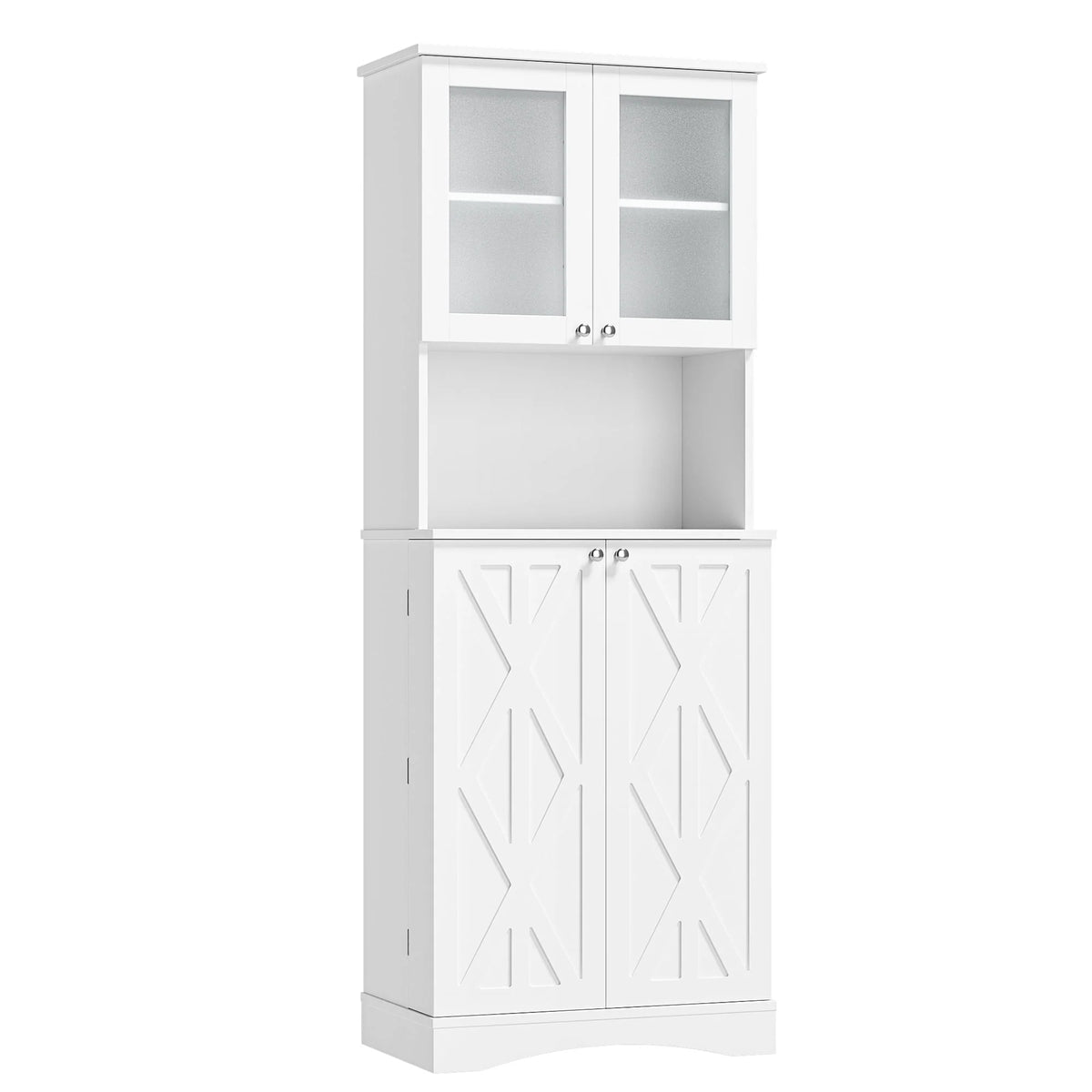 63'' White 4 Door Kitchen Storage Cabinet with Adjustable Shelves P298575