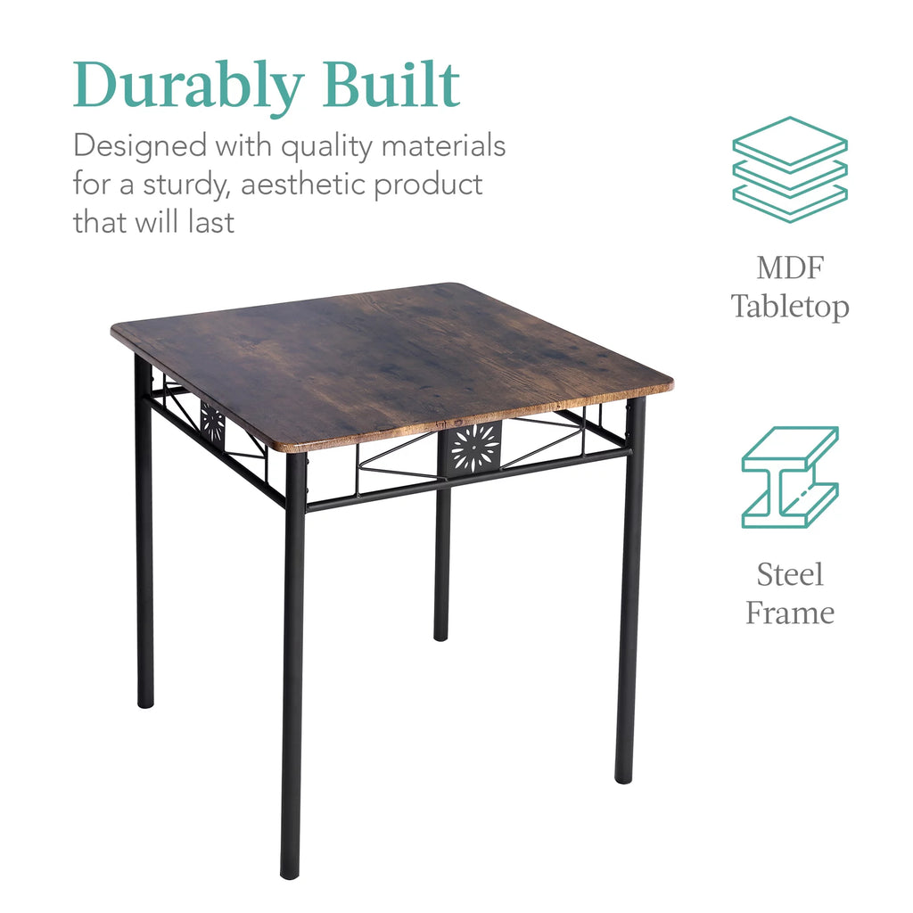 3-Piece Wooden Dining Table Set with 2 Pu Cushion Chairs O272462