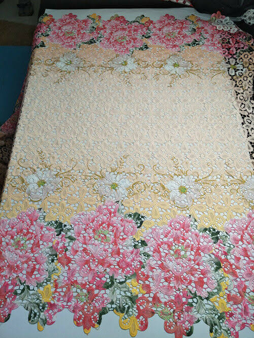 African Cord Lace Fabric Embroidery Mesh N285421