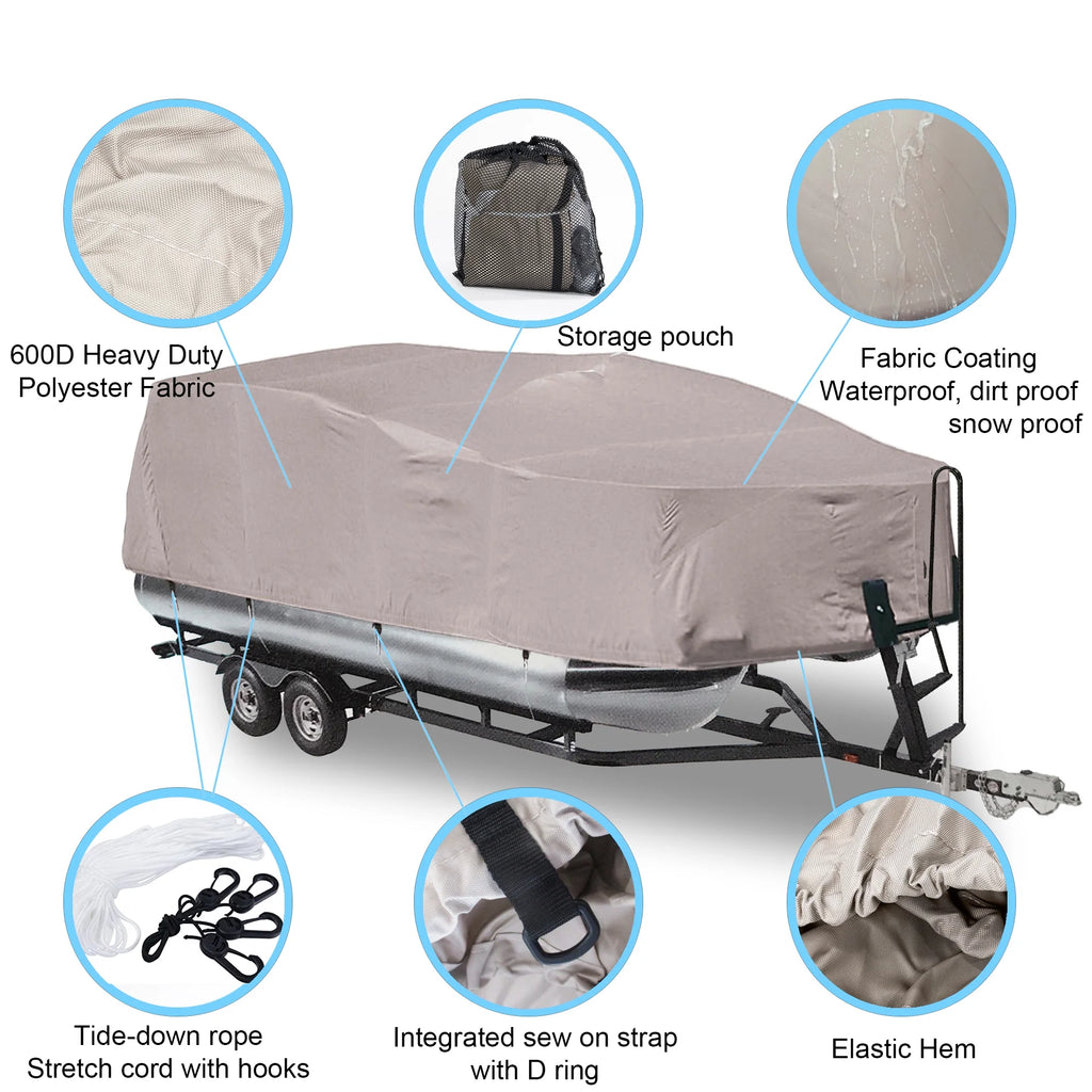 Pontoon Boat Cover 600D Marine Grade Waterproof L25829