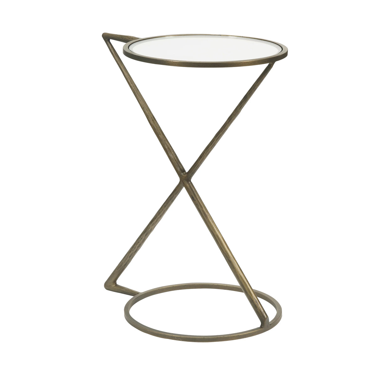 Iron Side End Table with Glass Top K6882