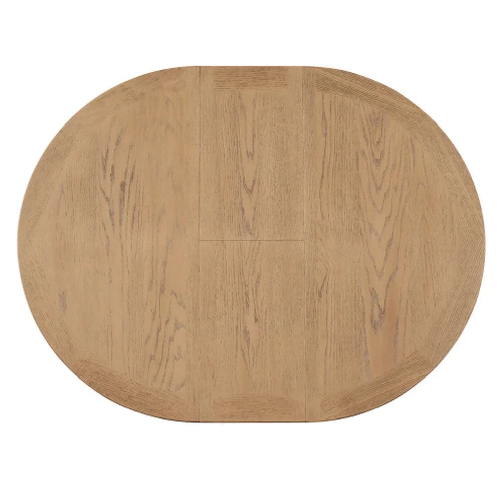 Extendable Dining Table with 12" Leaf Oak Natural Wood Off White B8141