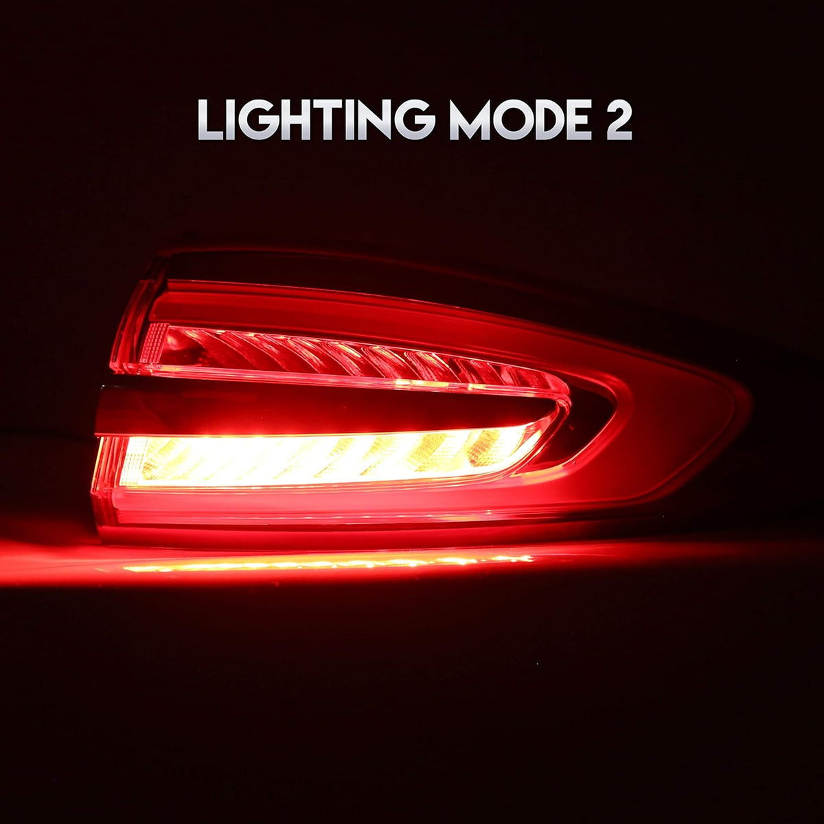 Outer Tail Light Compatible with 2017-2019 Ford Fusion Rear Brake Lamp Pair Red Lens Chrome housing B196