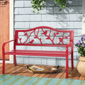 Red Metal Patio Garden Bench O2920