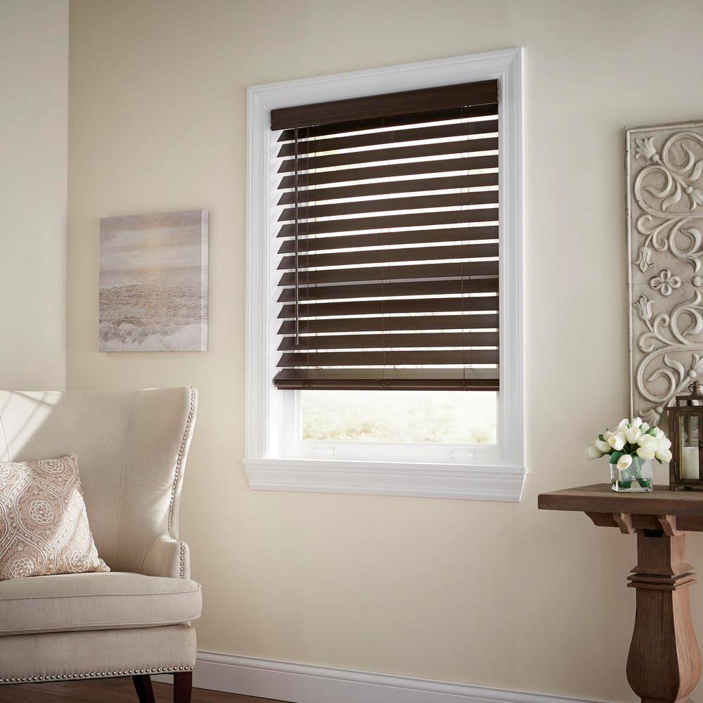 Espresso Cordless Room Darkening 2.5 in. Premium Faux Wood Blind D822