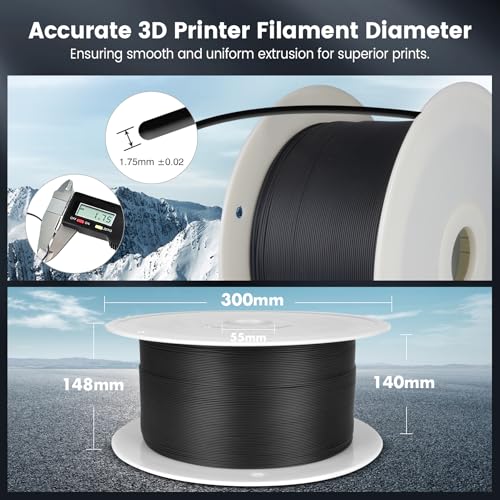 PLA 3D Printer Filament 1.75mm 1kg Spool Black U84852