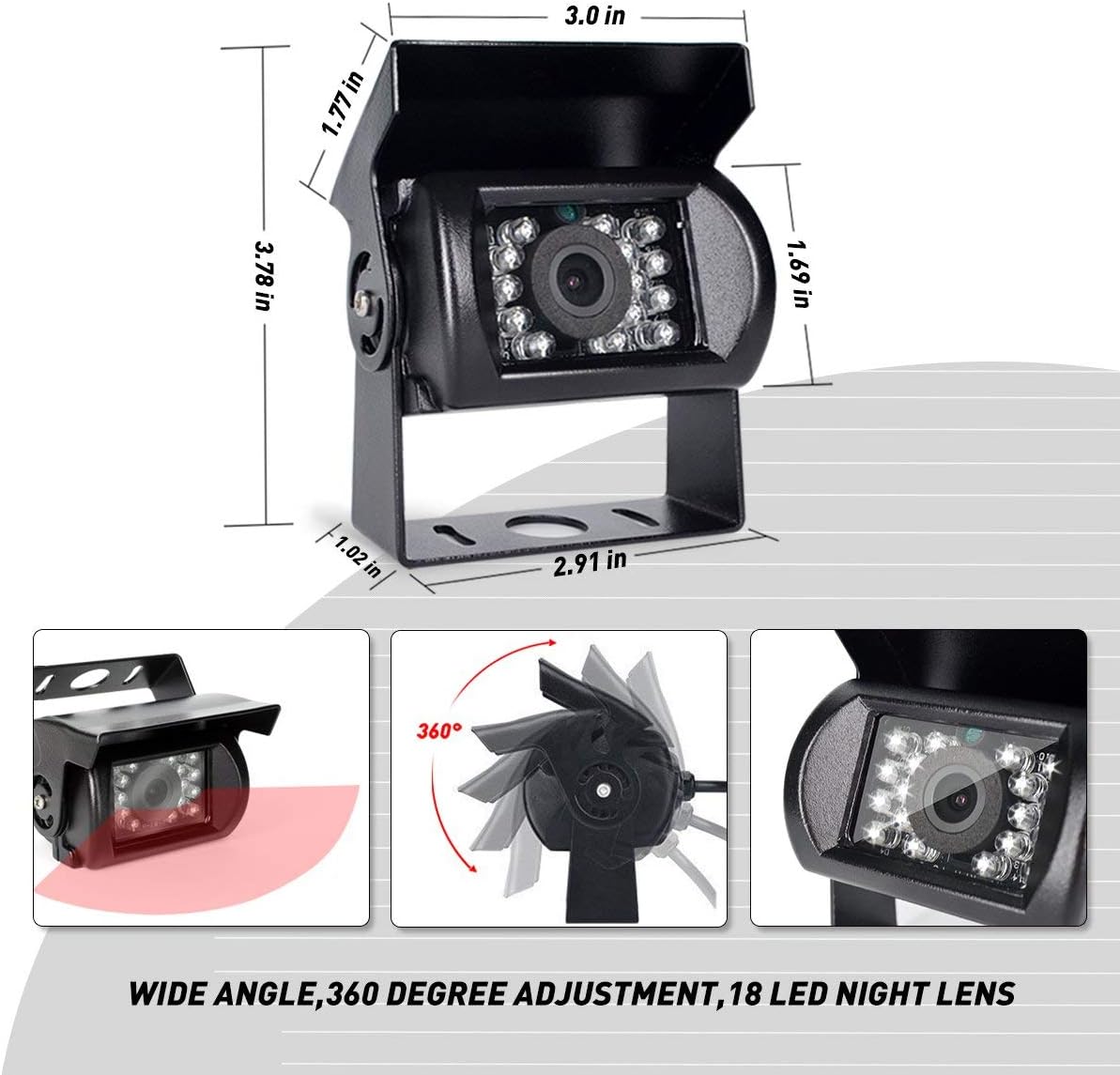 Backup Camera with Monitor Split Screen Wired 4 Channels M6689