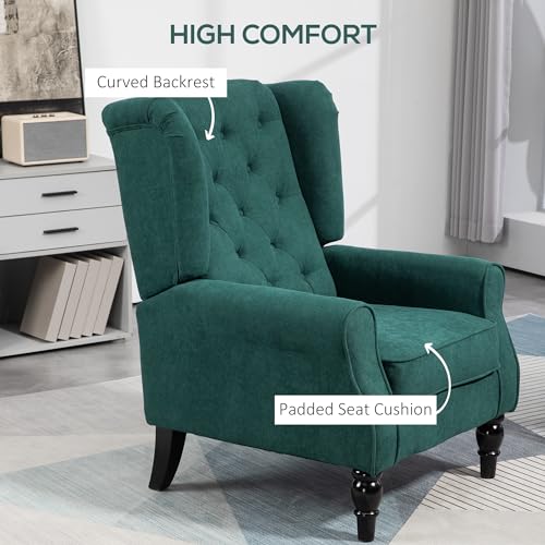 Dark Brown High Wingback Fabric Armchair with Wood Legs H57322