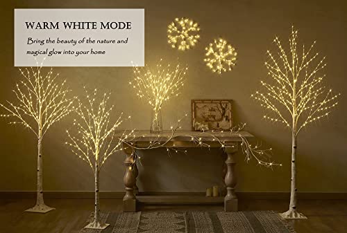 Lighted Twig Birch Tree with 8 Functions 4FT 200 Warm White and Multi Color LED Lights F355