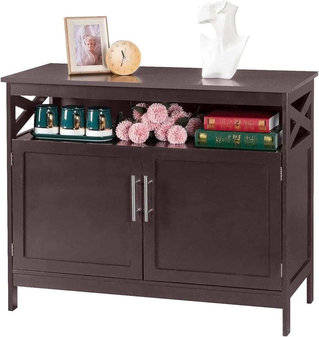 Ivory White Kitchen Sideboard Buffet Storage Cabinet with 2 Drawers S583567