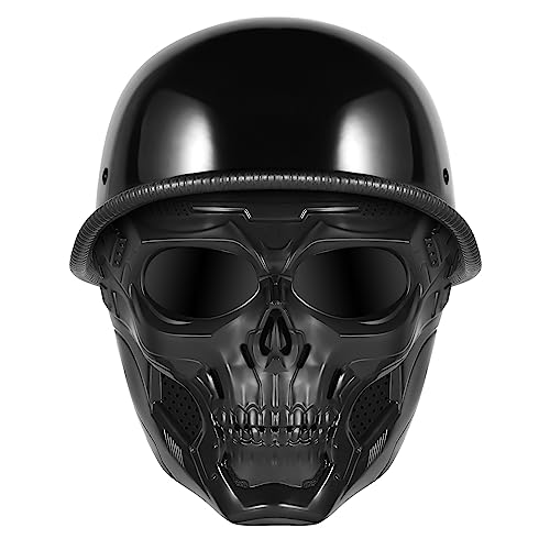 Motorcycle Half Helmet with Face Shield, DOT Approved Retro Half Shell Helmet Z7599