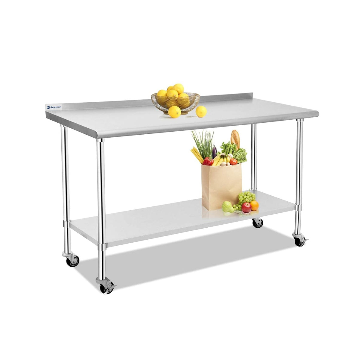 Stainless Steel Prep & Work Table with Caster and Adjustable Undershelf N101893