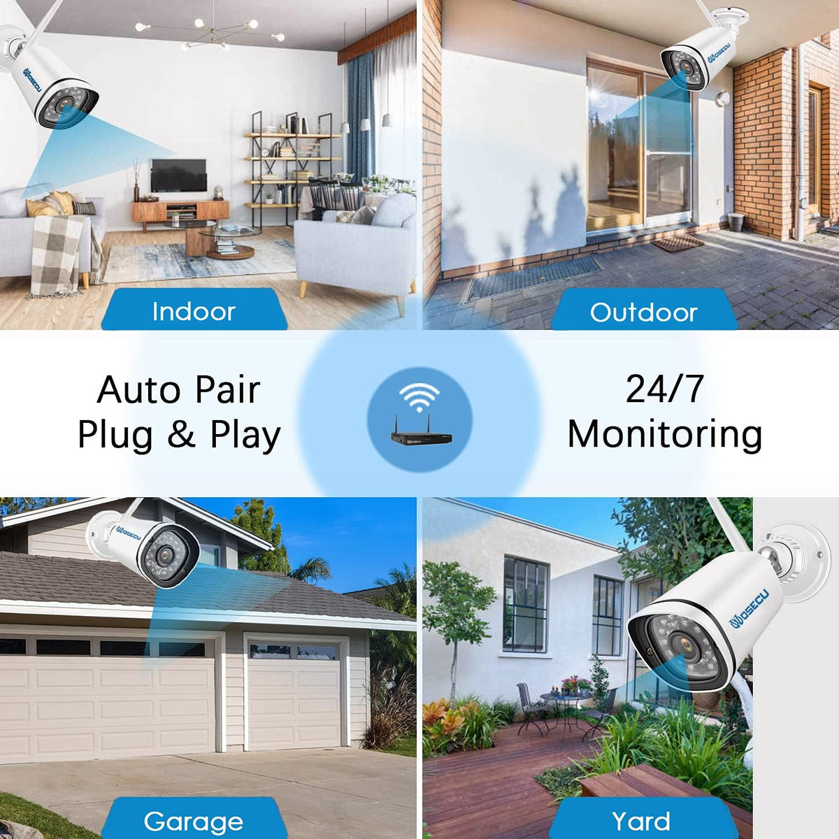 8CH Wireless Security Camera System 4PCS 1080p Outdoor WiFi Surveillance Camera with Night Vision J87092