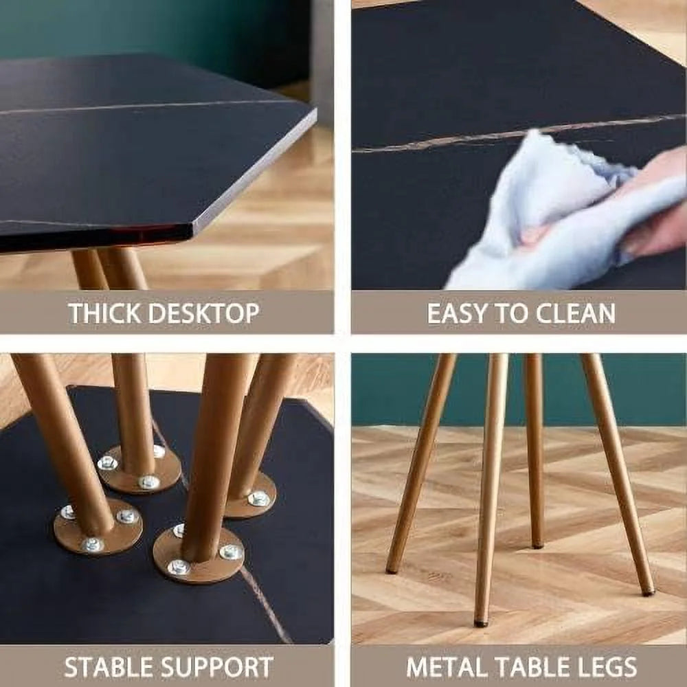 Faux Marble End & Side Table with Dark Metal Legs G21838