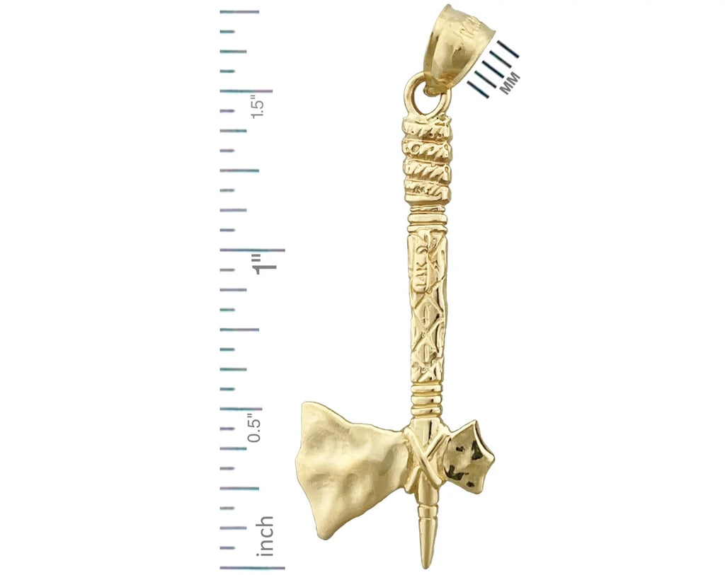14K Gold 3D Tomahawk Pendant S294