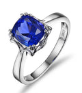 10k White Gold Cushion Cut Blue Sapphire Engagement Ring C1709
