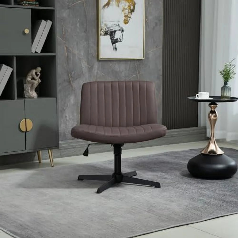 Armless Cross-Legged PU Leather Adjustable Swivel Chair V965206