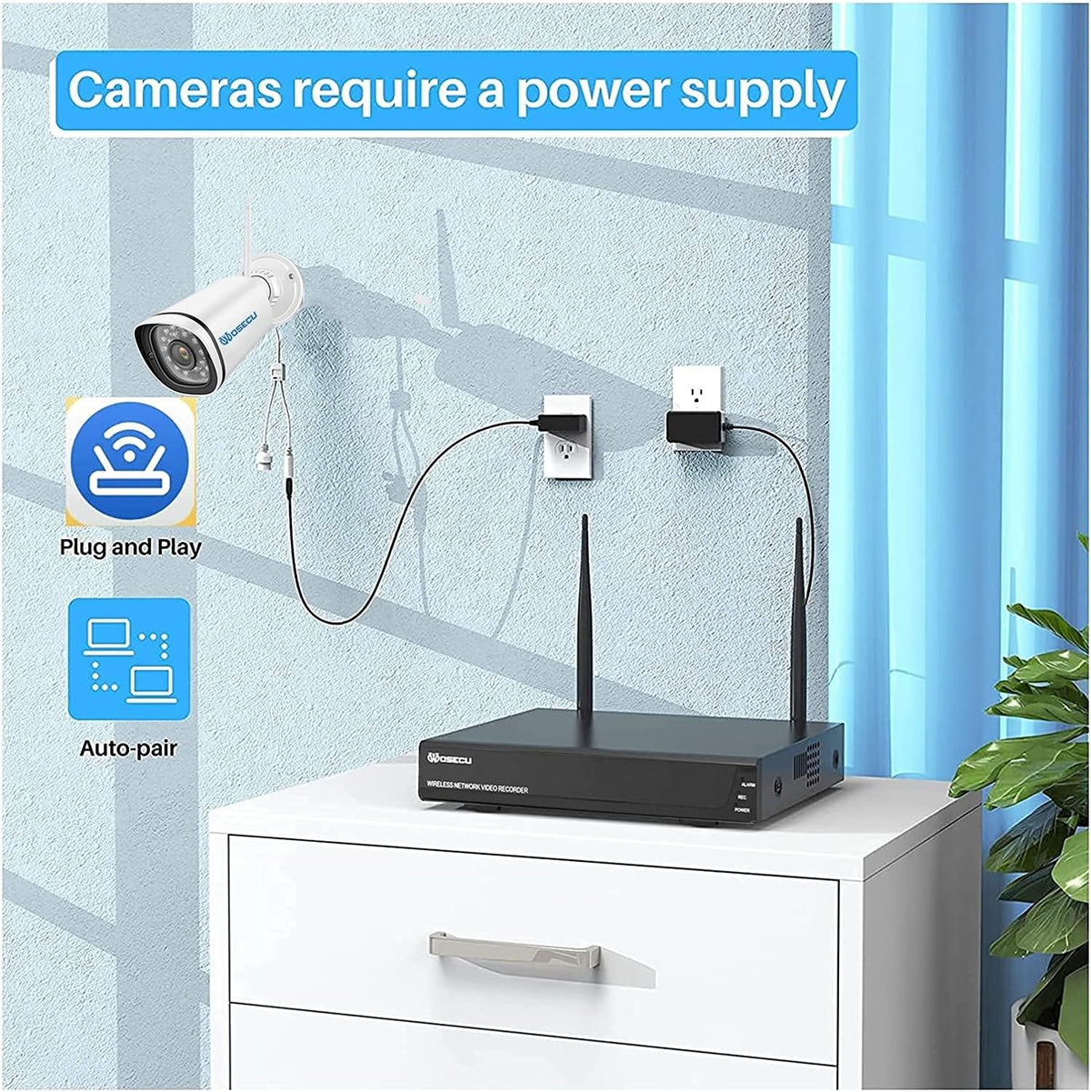 8CH Wireless Security Camera System 4PCS 1080p Outdoor WiFi Surveillance Camera with Night Vision J87092