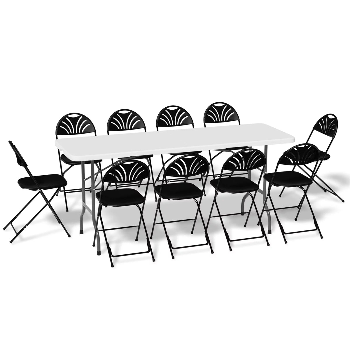 11 Pieces White Folding Plastic Table and Chair Set T360335