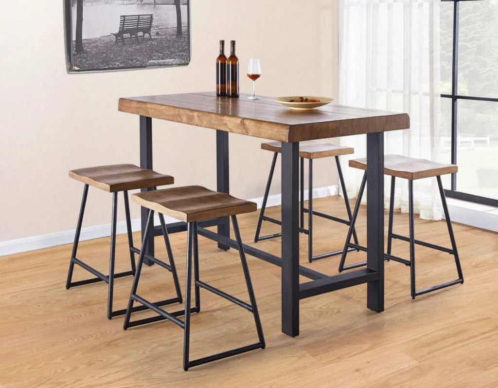 Natural Honey Wood and Metal Counter Table N489094