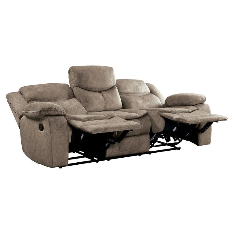 Brown Microfiber Double Reclining Sofa L39172